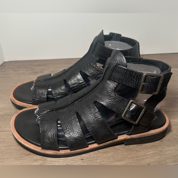 Kork-Ease Gladiator Sandals Womens‎ Size 8 M Black Leather Block Heel Open Toe. - Picture 1 of 10